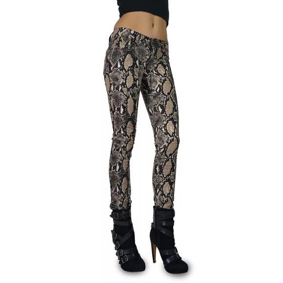Tripp NYC Daang Goodman Python Snake Print Skinny Jeans Women Junior Size 13 Y2K - Picture 1 of 11